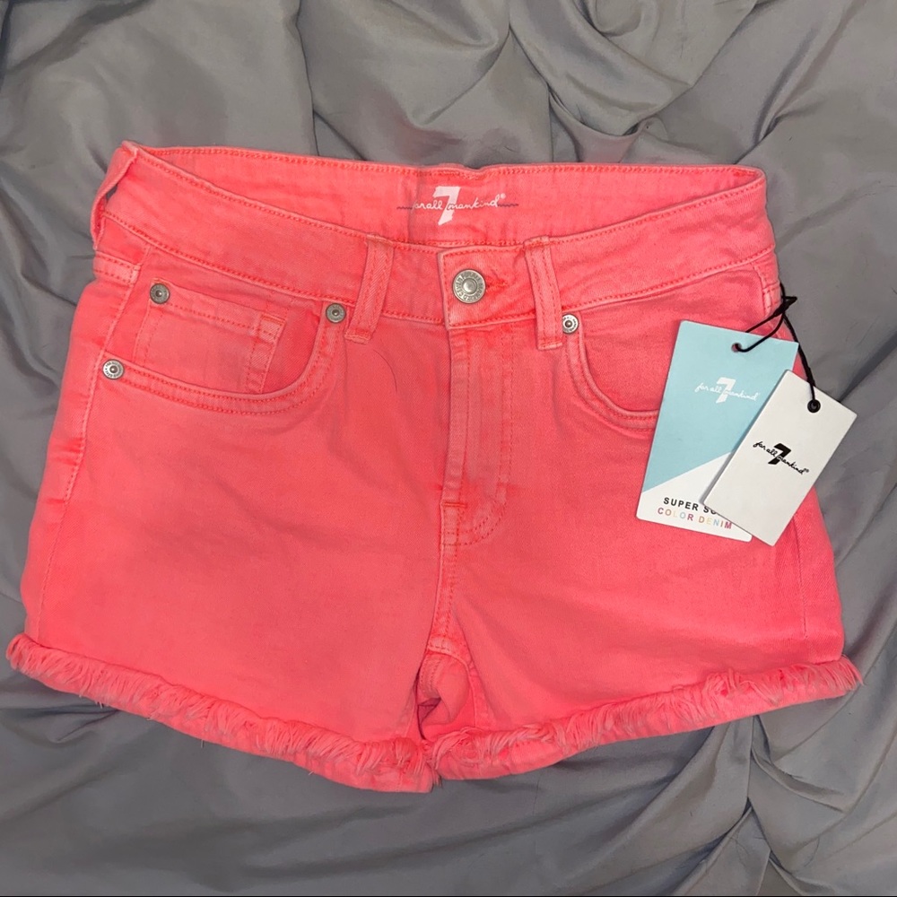 Bright pink jean shorts